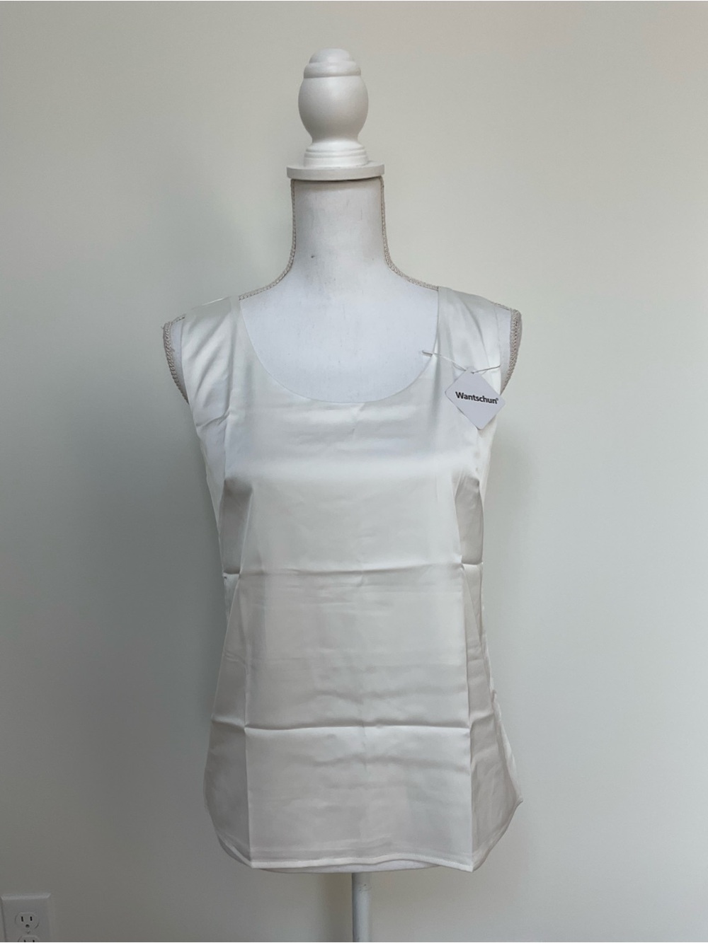 White Satin Scoop Neck Camisole